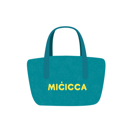 Stylish blue micicca bag shown from the front, highlighting its elegant design and vibrant color.
