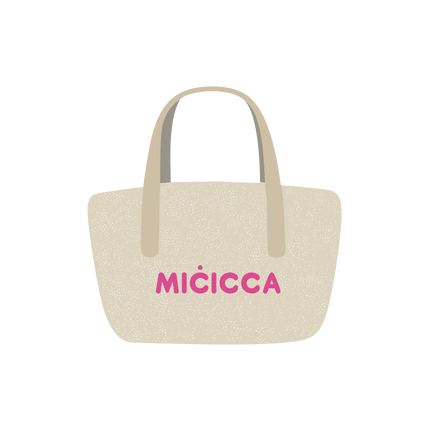 A stylish micaca tote bag featuring a vibrant design, perfect for everyday use or shopping trips.